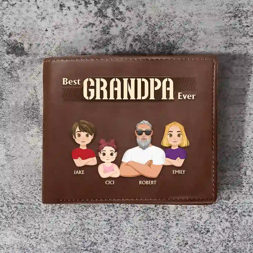 Best Dad Ever Patches - Personalized Leather Wallet - Image 3