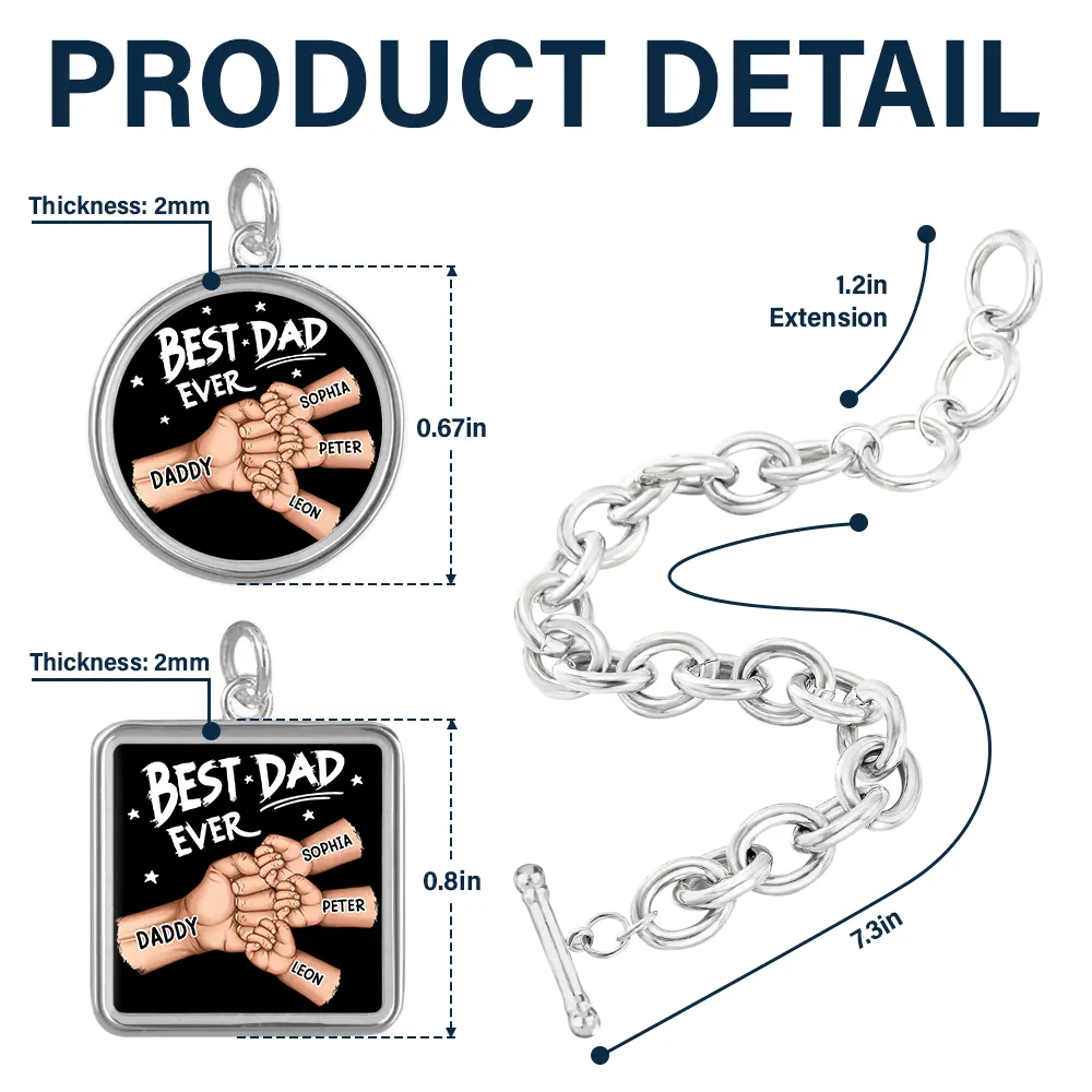 Best Dad Ever - Personalized Charm Bracelet - Image 5