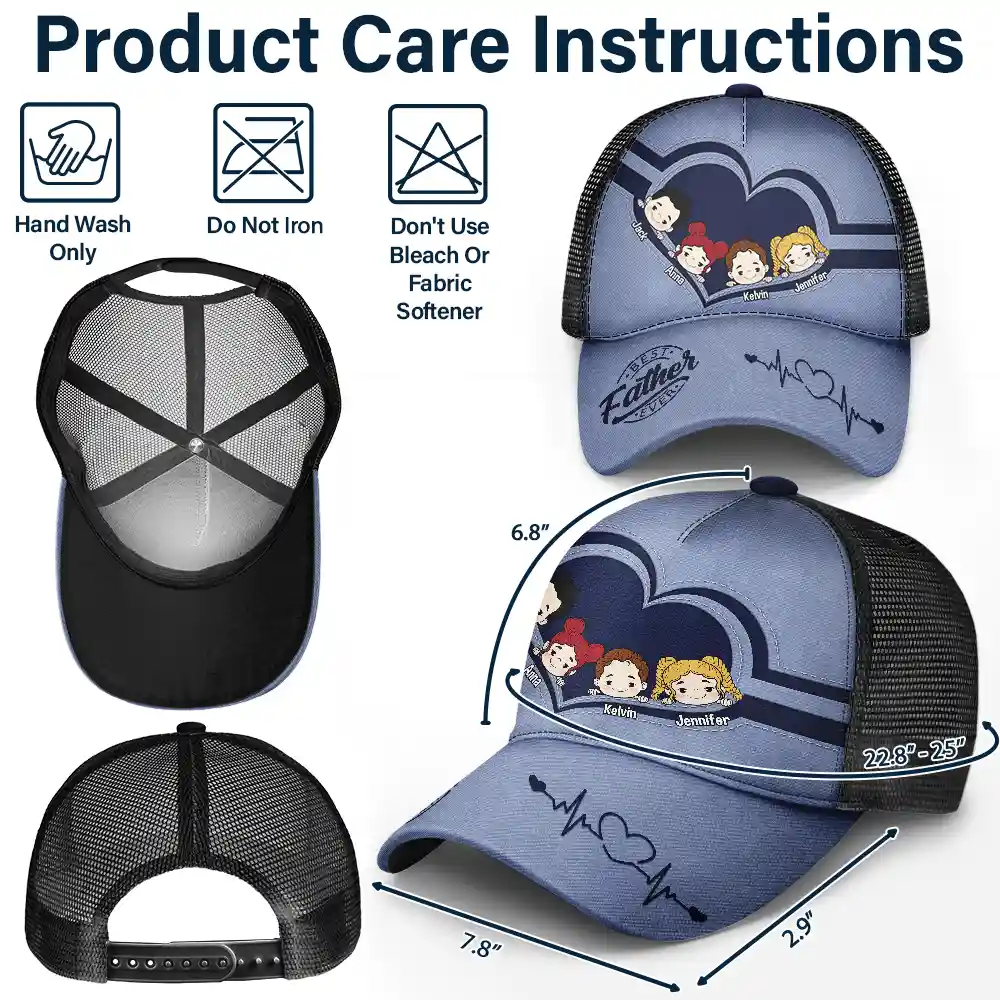 Best Dad Ever - Personalized Mesh-back Casual Cap - Image 4