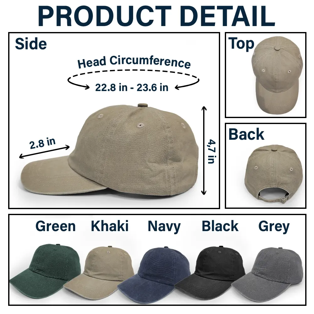 Best Dad Ever - Personalized Vintage Washed Denim Cap - Image 6