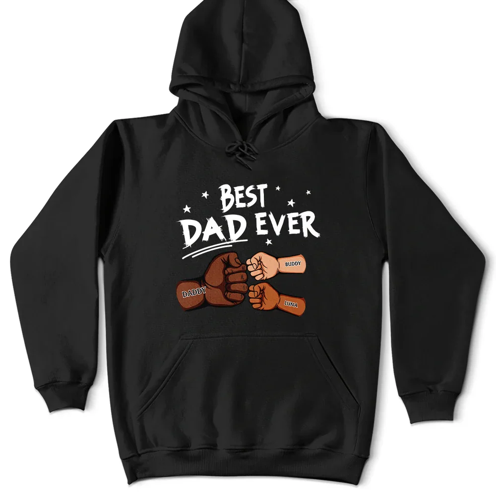 Best Dad Ever Pet And Kid Hand Punch Colorful - Personalized T Shirt - Image 4