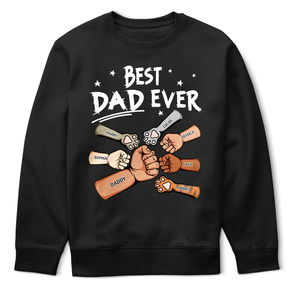 Best Dad Ever Pet And Kid Hand Punch Colorful - Personalized T Shirt - Image 5