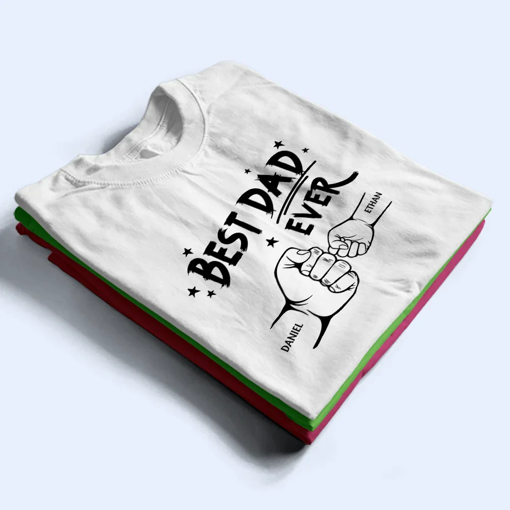 Best Dad Ever Pet And Kid Hand Punch - Personalized T Shirt - Image 3