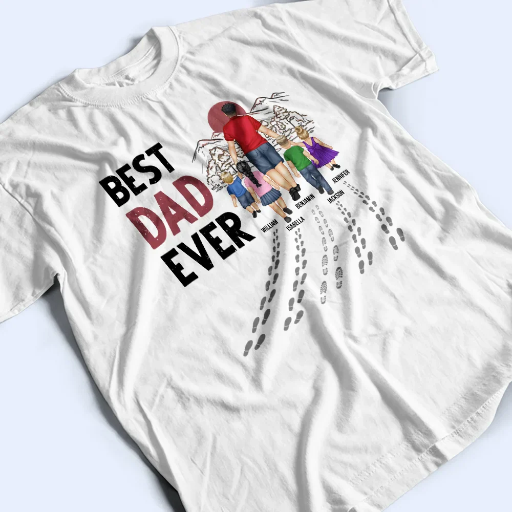Best Dad Ever Walking - Personalized T Shirt - Image 3