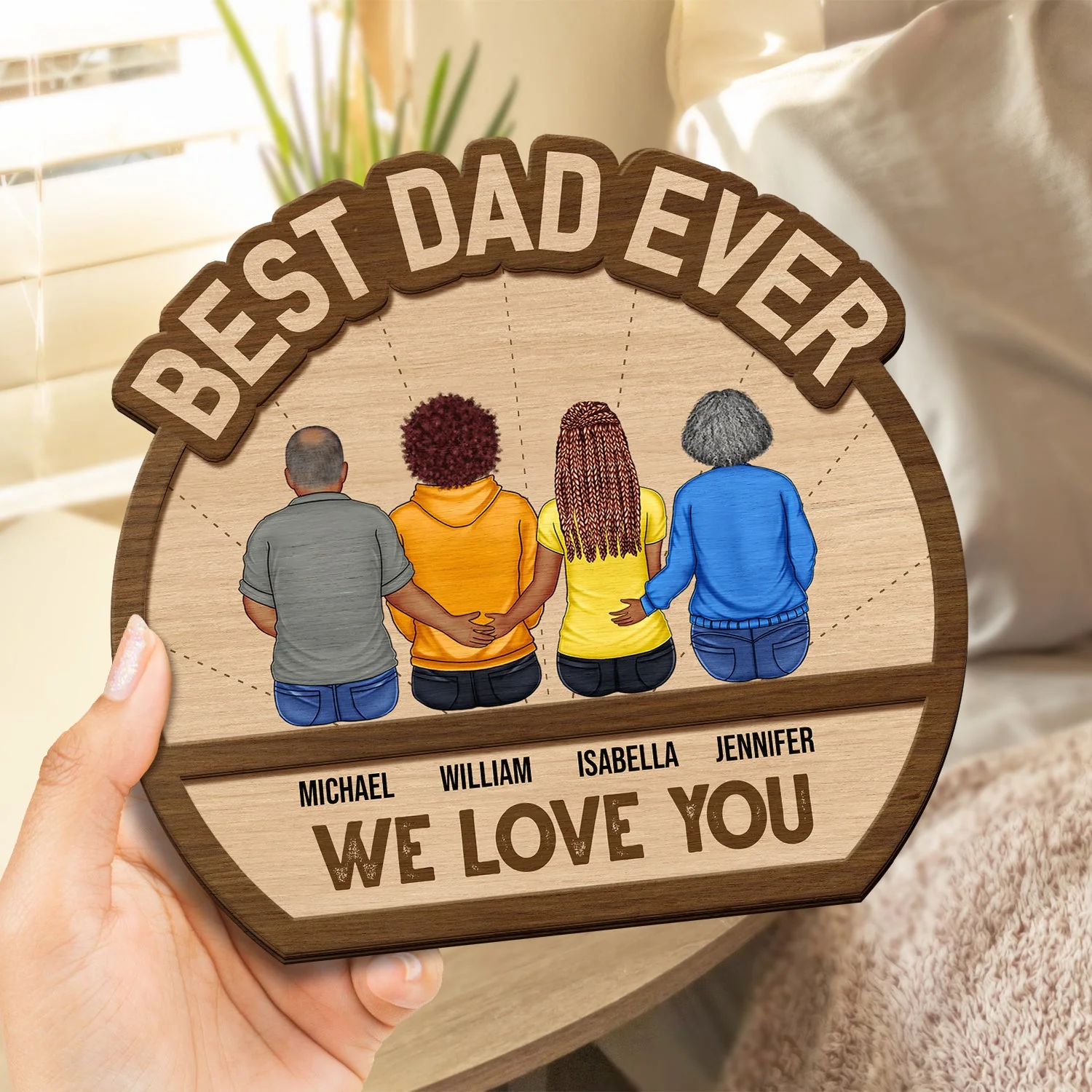 Best Dad Ever We Love You - Gift For Father - Personalized 2-Layered Wooden Plaque With Stand - Image 4