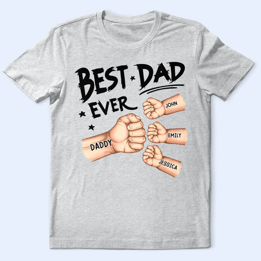 Best Dad Grandad Ever Fist Bump - Personalised T Shirt - Image 2