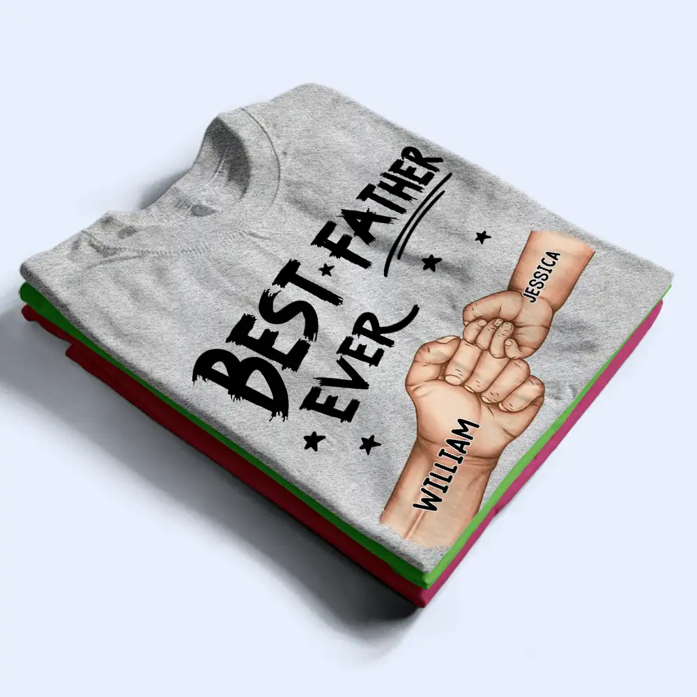 Best Dad Grandad Ever Fist Bump - Personalised T Shirt - Image 3