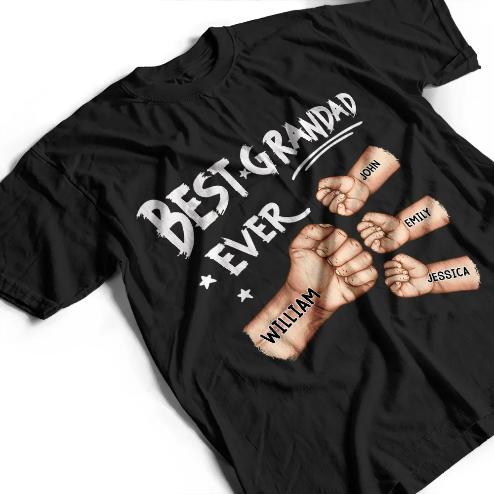 Best Dad Grandad Ever Fist Bump - Personalised T Shirt - Image 4