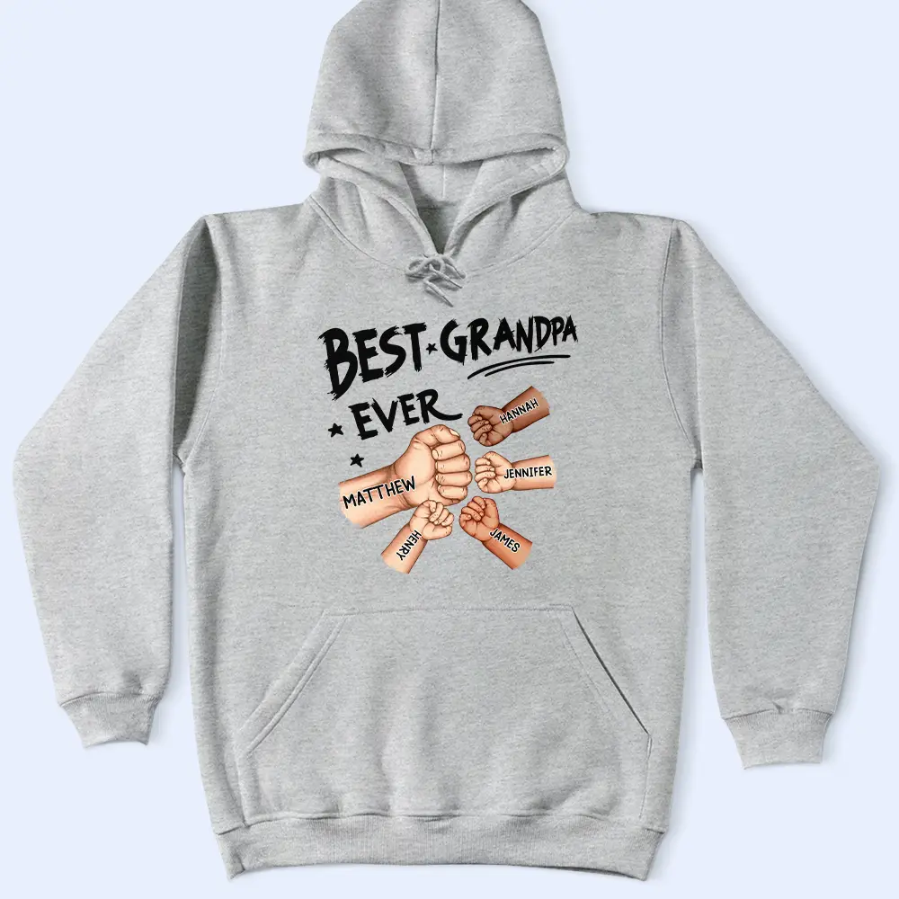 Best Dad Grandad Ever Fist Bump - Personalised T Shirt - Image 5