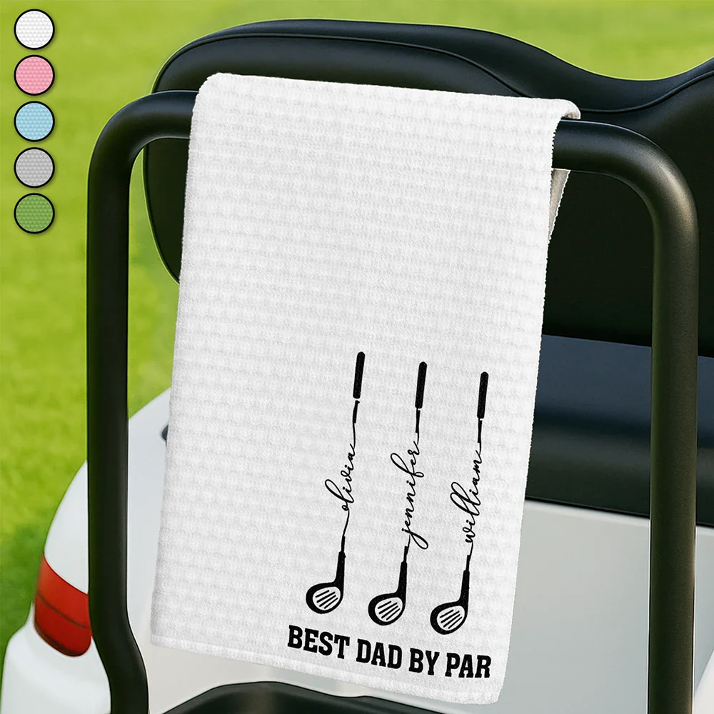 Best Dad Grandpa By Par Golf Clubs - Personalized Golf Towel