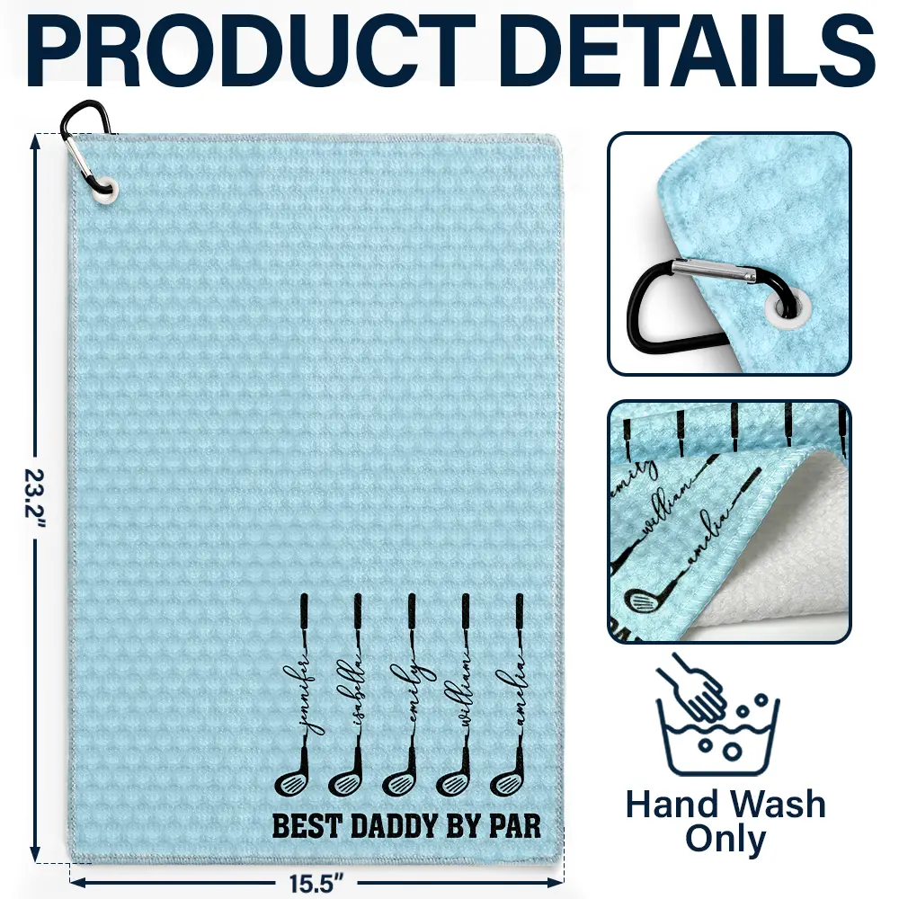 Best Dad Grandpa By Par Golf Clubs - Personalized Golf Towel - Image 4