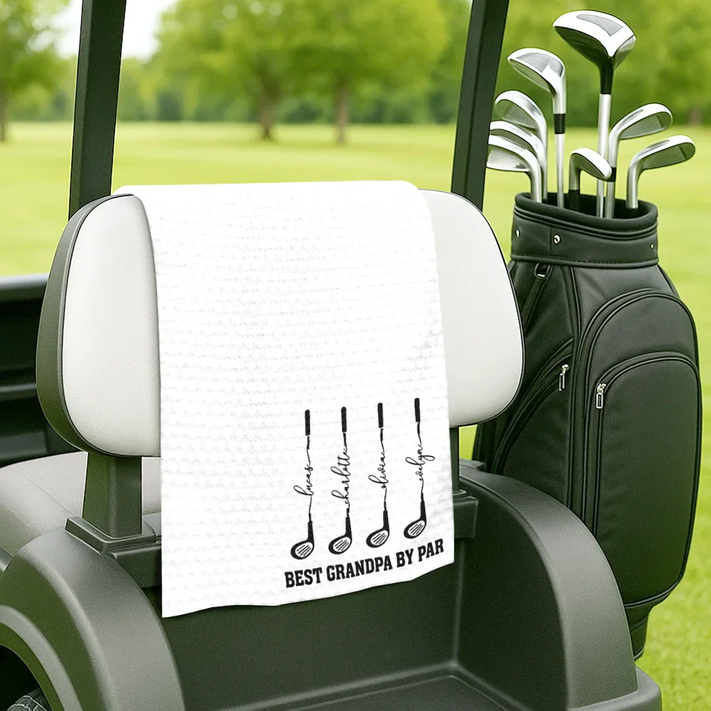 Best Dad Grandpa By Par Golf Clubs - Personalized Golf Towel - Image 5