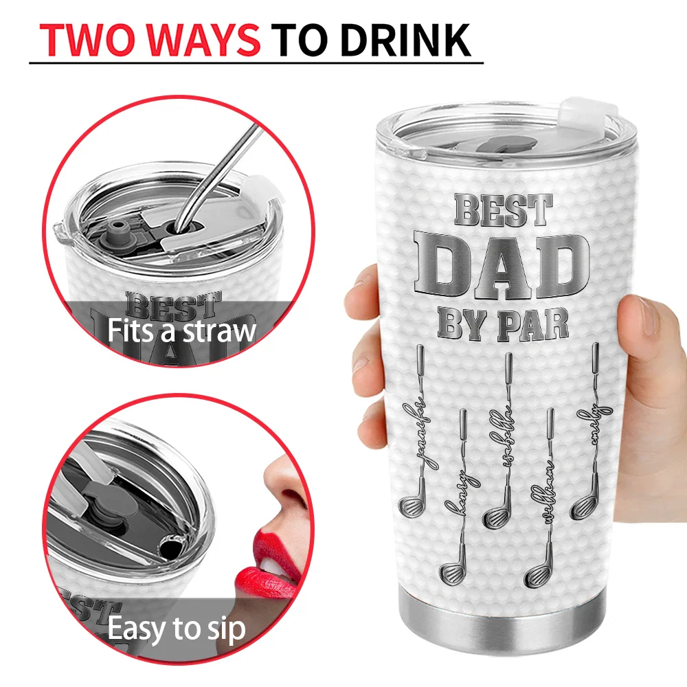 Best Dad Grandpa By Par Golf Clubs - Personalized Tumbler - Image 4