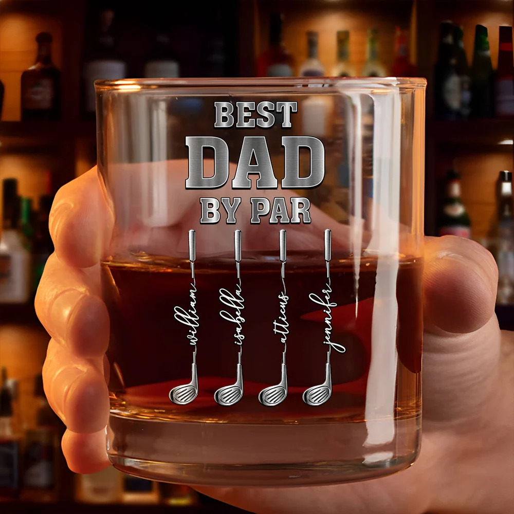 Best Dad Grandpa By Par Golf Clubs - Personalized Whiskey Glass