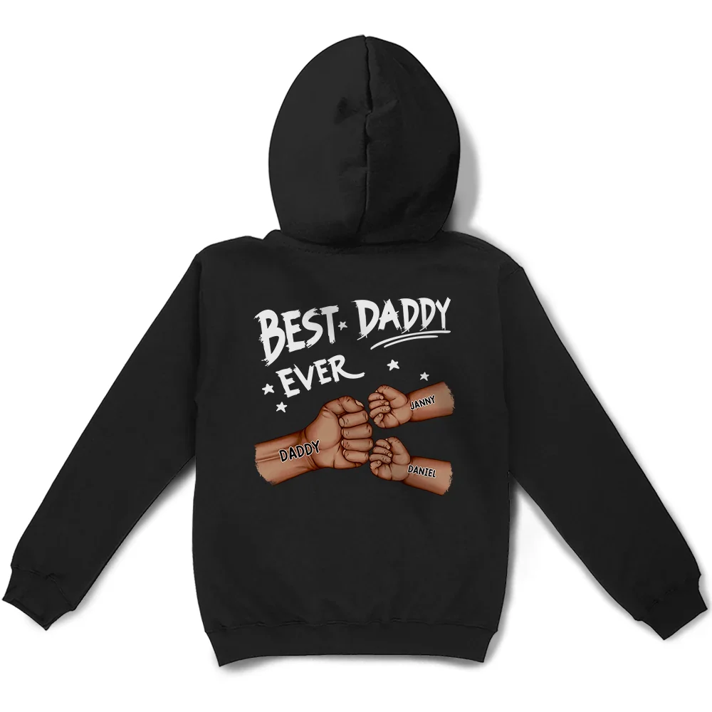 Best Dad Grandpa Ever Fist Bump - Personalized Back Printed T Shirt - Image 5