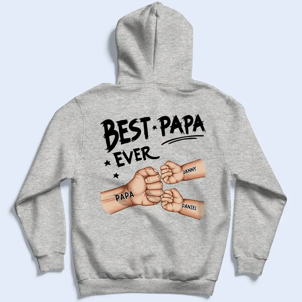 Best Dad Grandpa Ever Fist Bump - Personalized Back Printed T Shirt - Image 6