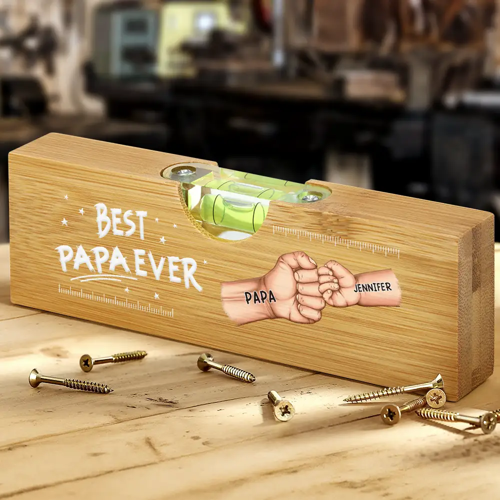 Best Dad Grandpa Ever Fist Bump - Personalized Bottle Opener Wood Level - Image 2