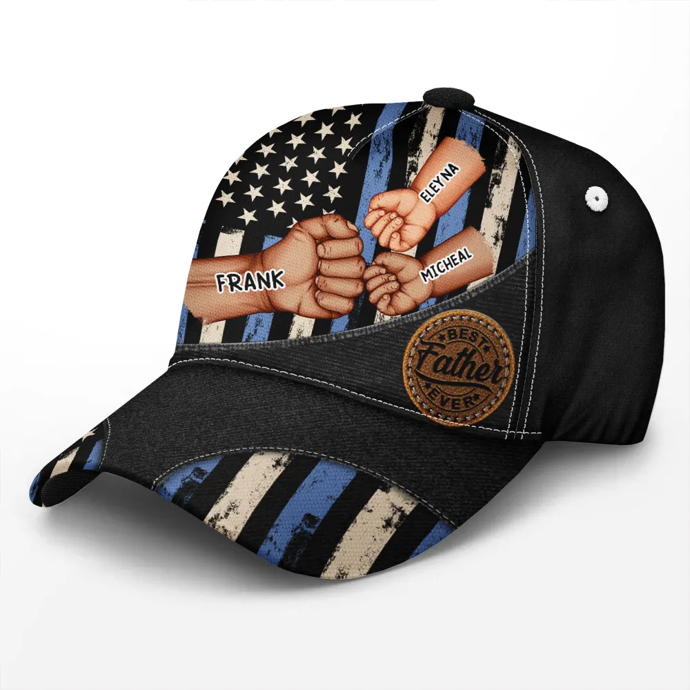 Best Dad Grandpa Ever Fist Bump - Personalized Classic Cap - Image 2