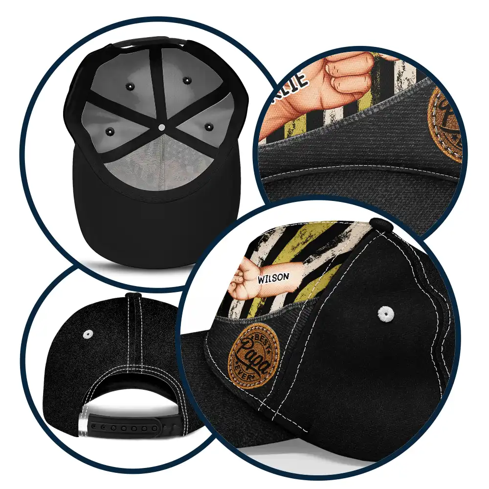 Best Dad Grandpa Ever Fist Bump - Personalized Classic Cap - Image 4