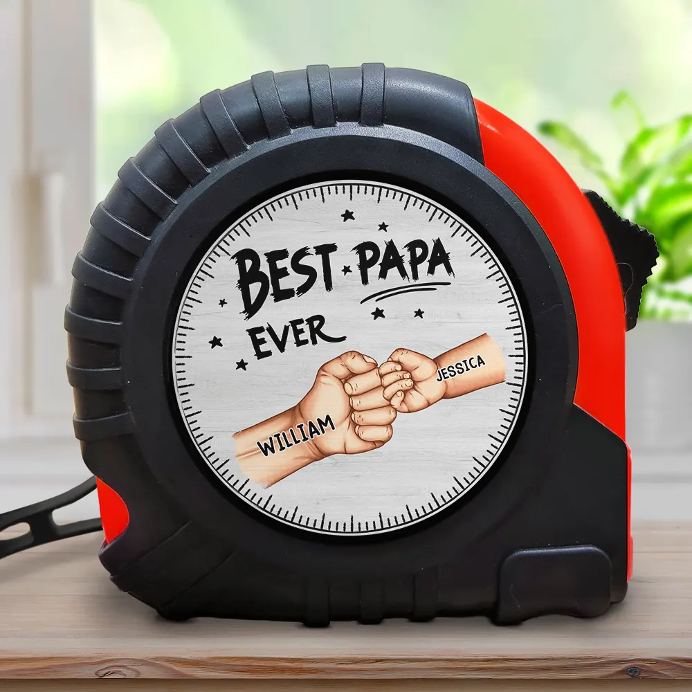 Best Dad Grandpa Ever Fist Bump - Personalized Tape Measure - Image 2