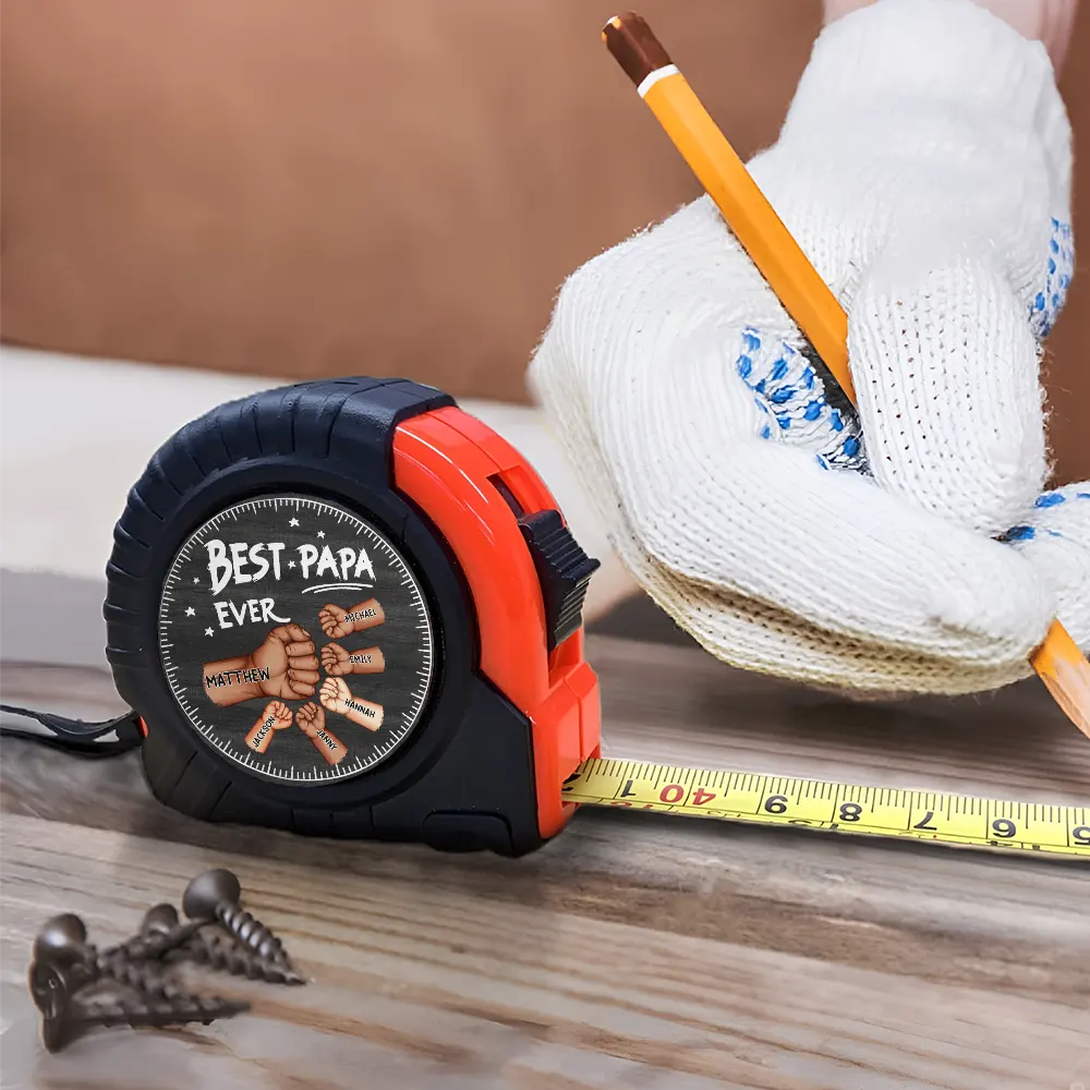Best Dad Grandpa Ever Fist Bump - Personalized Tape Measure - Image 4