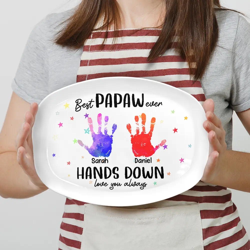 Best Dad Grandpa Ever Hands Down - Personalized Plate - Image 3