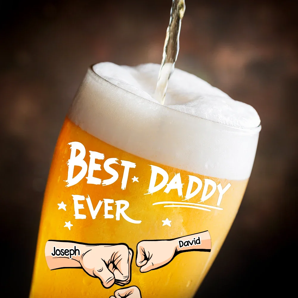 Best Dad Grandpa Ever Kid Fist Bump - Personalized Pilsner Glass - Image 3