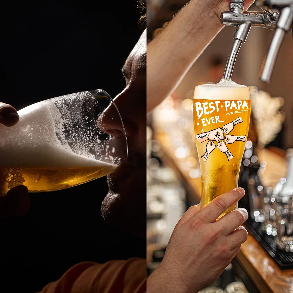 Best Dad Grandpa Ever Kid Fist Bump - Personalized Pilsner Glass - Image 4