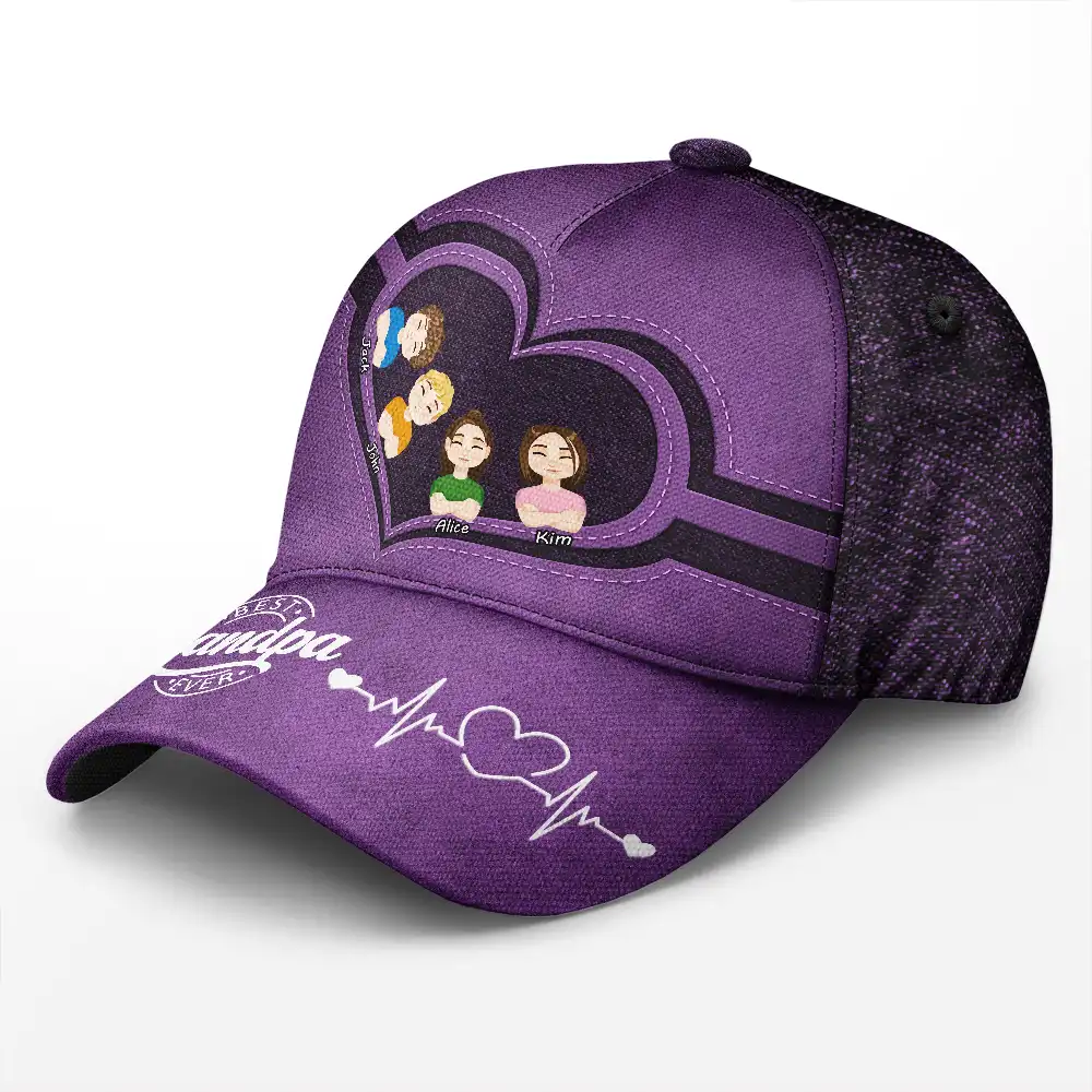 Best Dad Grandpa Ever Kid Grandkid Dog Cat - Personalized Classic Cap - Image 2