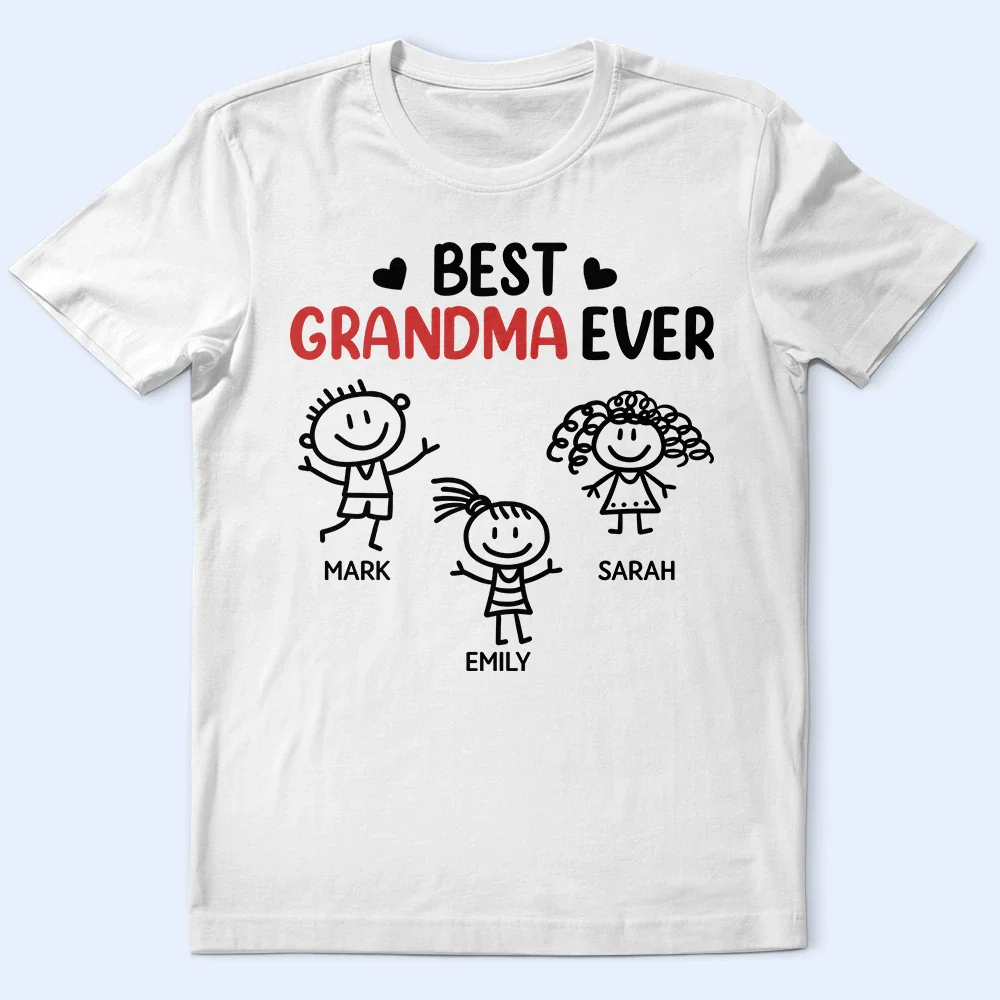 Best Dad Grandpa Ever Kid Stick Figures - Personalized T Shirt - Image 3