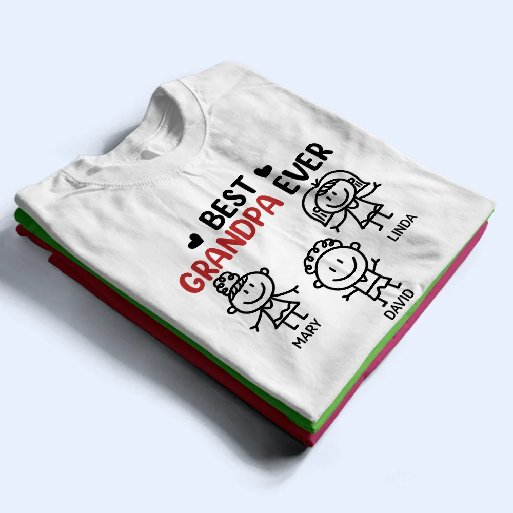Best Dad Grandpa Ever Kid Stick Figures - Personalized T Shirt - Image 5