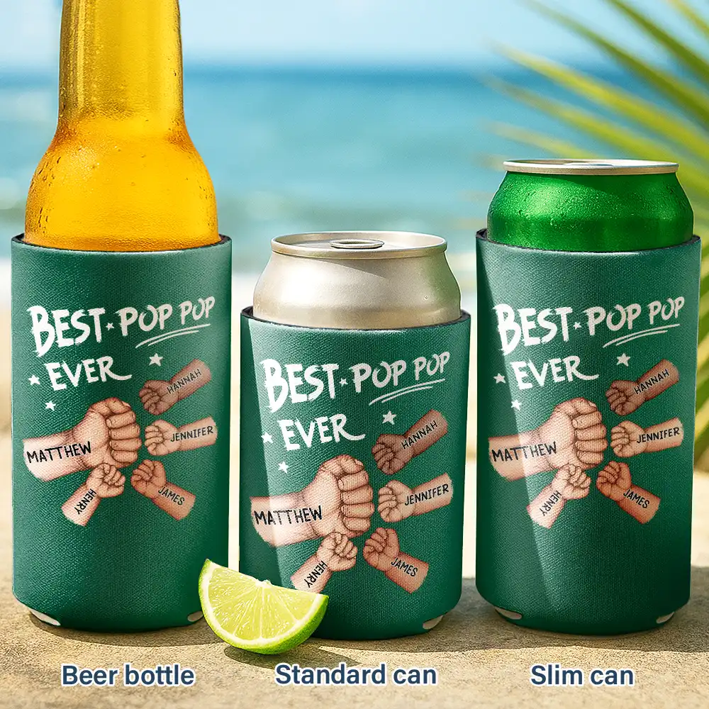 Best Dad Grandpa Ever - Personalized Can Cooler Sleeve - Image 2