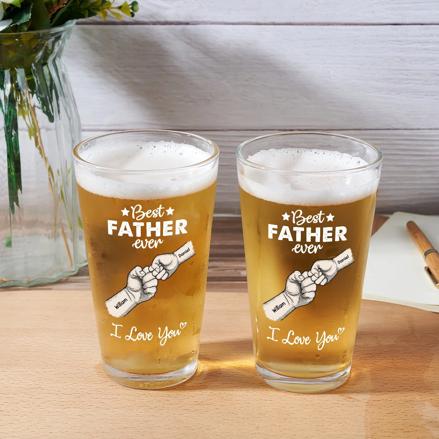 Best Dad Grandpa Ever - Personalized Beer Glass - Image 2