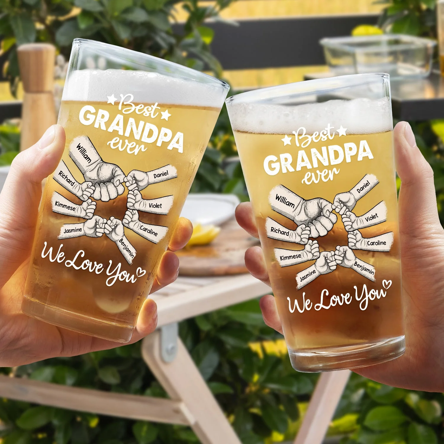 Best Dad Grandpa Ever - Personalized Beer Glass - Image 4