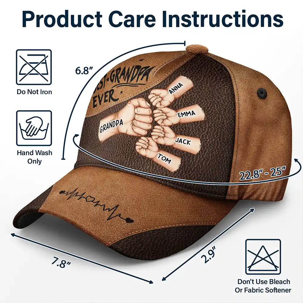 Best Dad Papa Ever Fist Bump - Personalized Classic Cap - Image 6