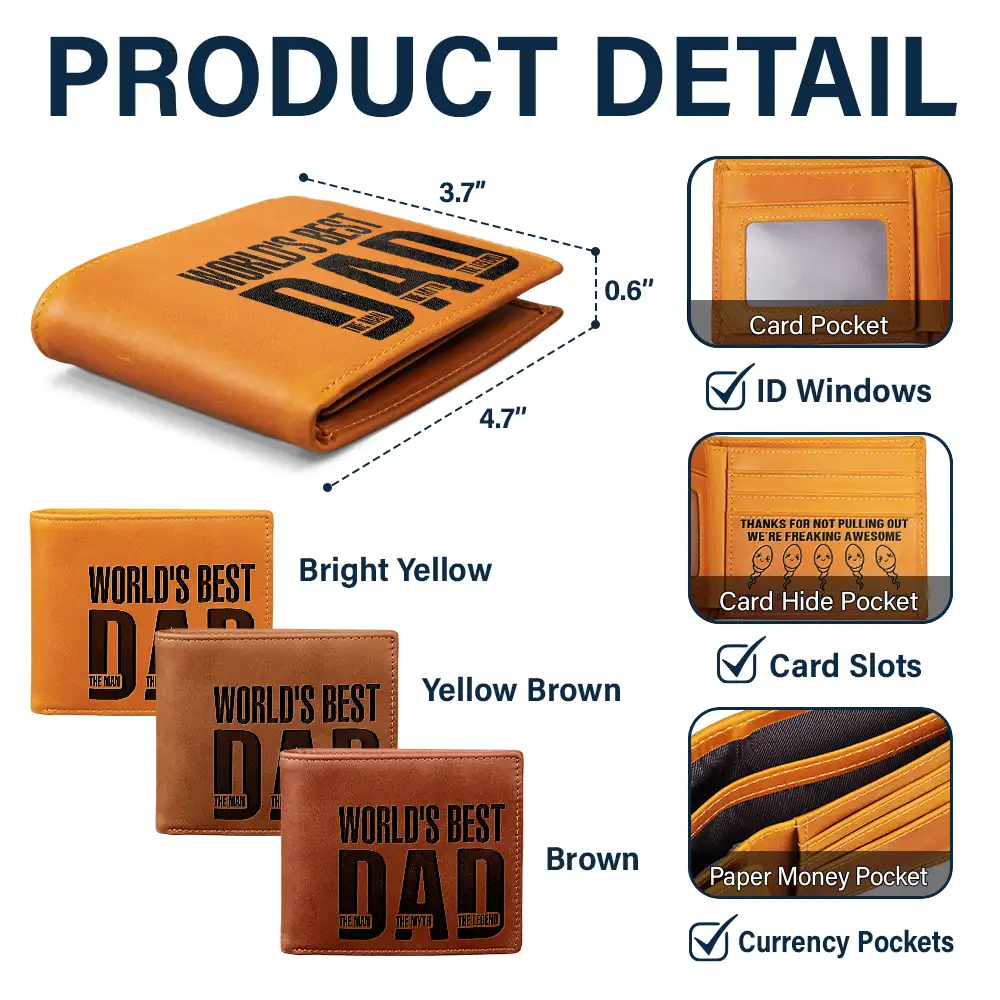 Best Dad The Man Myth Legend We're Freaking Awesome - Personalized Engraved Leather Wallet - Image 5