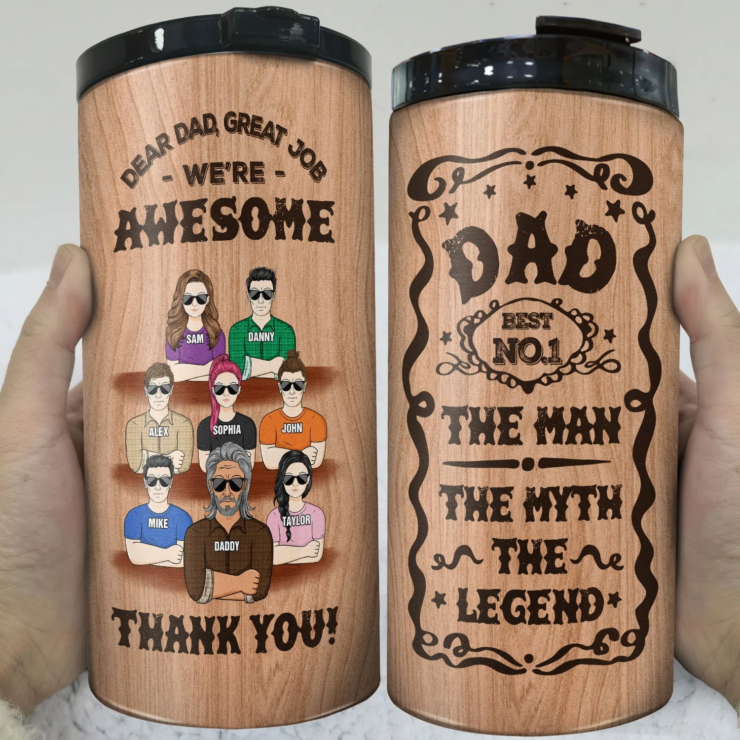 Best Dad The Man The Myth The Legend - Birthday, Loving Gift For Daddy, Father, Grandpa, Grandfather, Daughters, Sons - Personalized Custom 4 In 1 Can Cooler Tumbler - Image 3