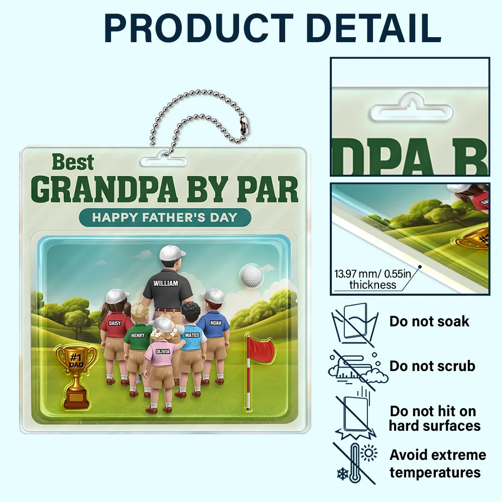 Best Daddy By Par 3D Effect - Personalized Acrylic Car Hanger - Image 5