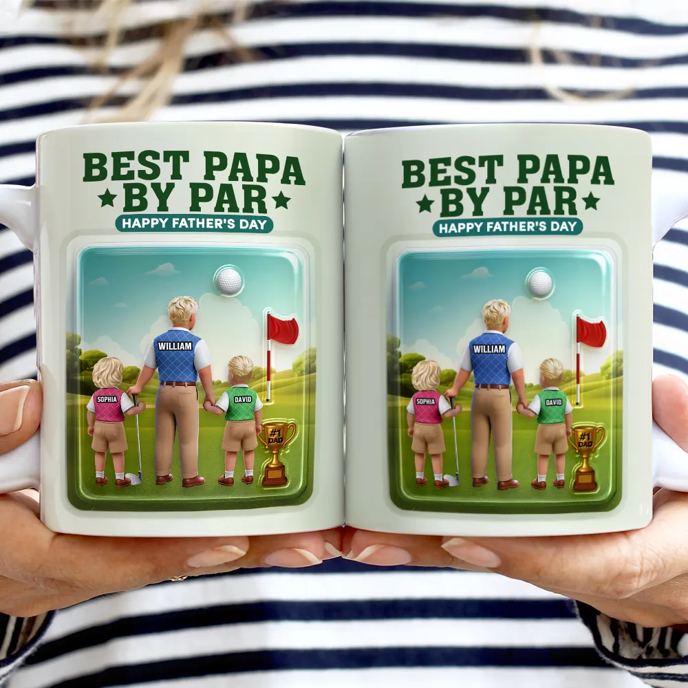 Best Daddy By Par 3D Effect - Personalized White Edge-to-Edge Mug - Image 2