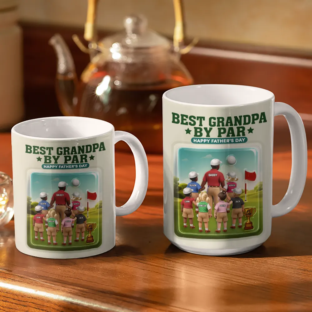 Best Daddy By Par 3D Effect - Personalized White Edge-to-Edge Mug - Image 3