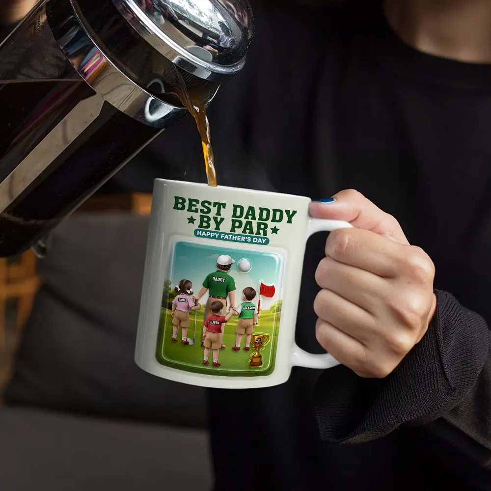Best Daddy By Par 3D Effect - Personalized White Edge-to-Edge Mug - Image 4