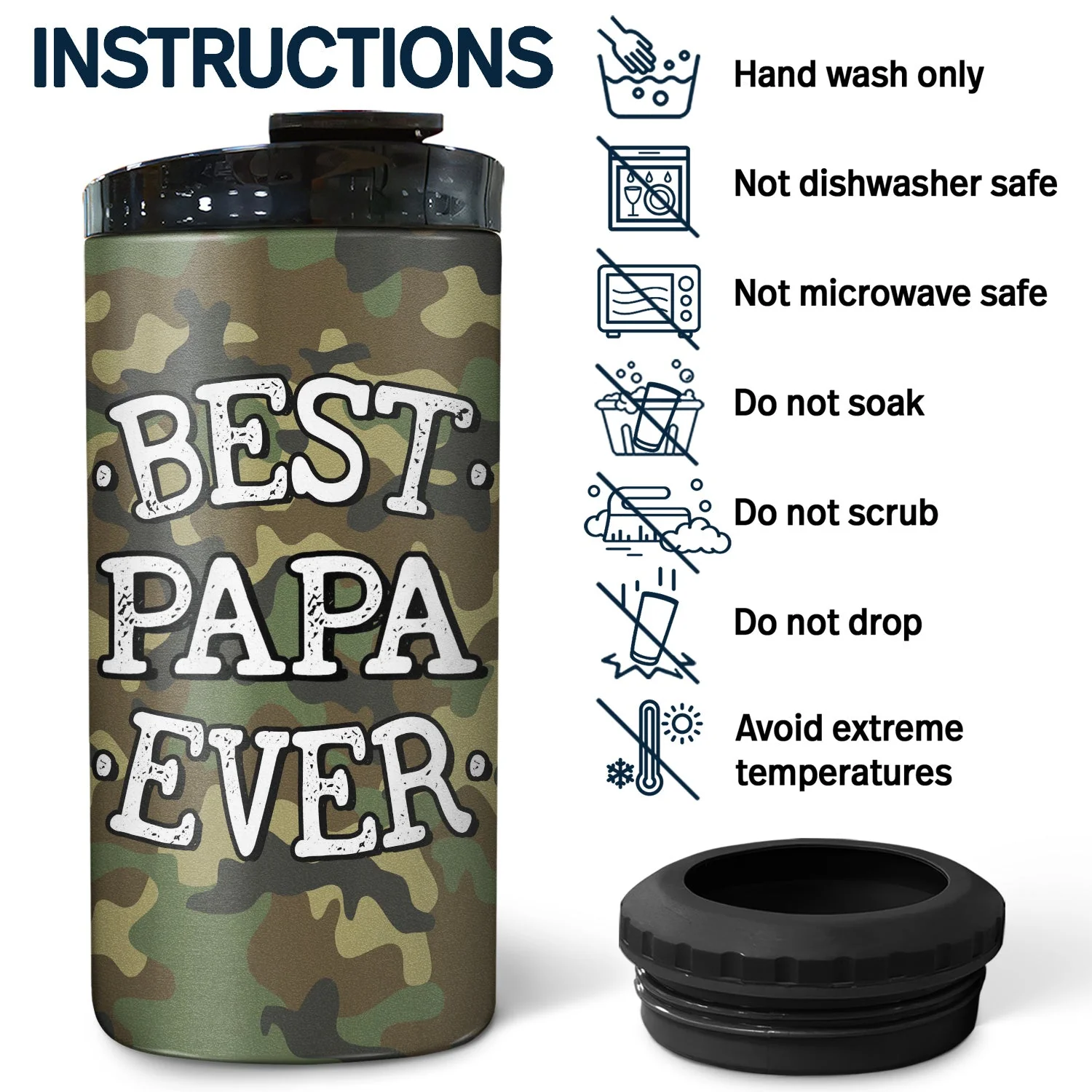 Best Daddy Ever Fist Bump - Birthday, Loving Gift For Dad, Father, Grandfather, Grandpa, Daughters, Sons, Grandkids - Personalized Custom 4 In 1 Can Cooler Tumbler - Image 5
