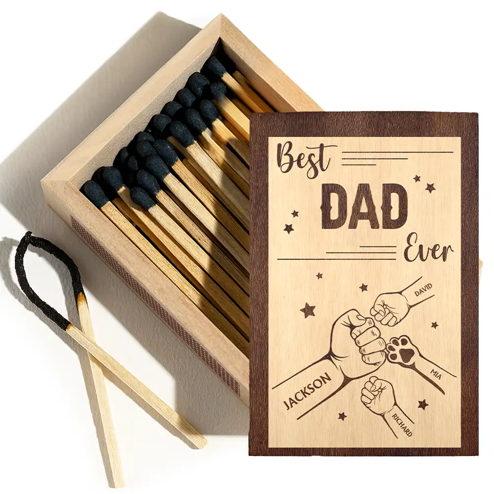 Best Daddy Grandpa Ever - Personalized Wooden Matchbox - Image 3