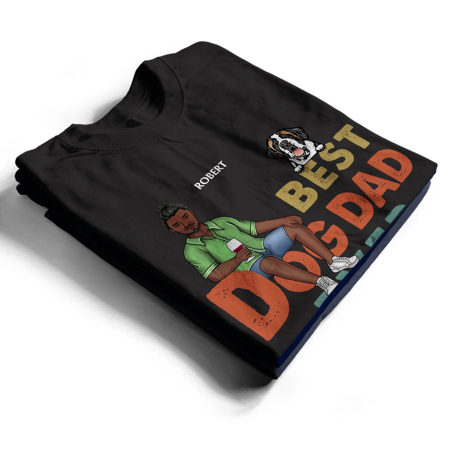 Best Dog Cat Dad Ever - Birthday Gift For Dad, Grandpa, Pet Lovers - Personalized Custom T Shirt - Image 2