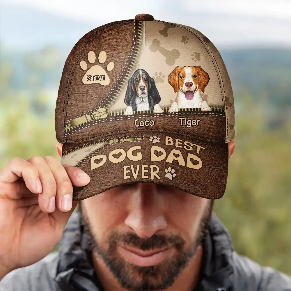 Best Dog Dad Dog Mom Ever - Personalized Classic Cap - Image 4