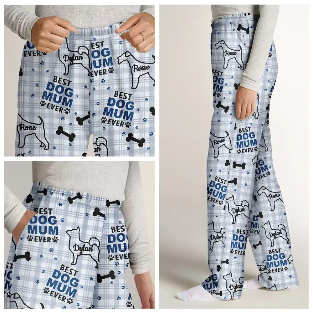 Best Dog Dad Dog Mom Pattern - Personalized Pajama Pants - Image 8