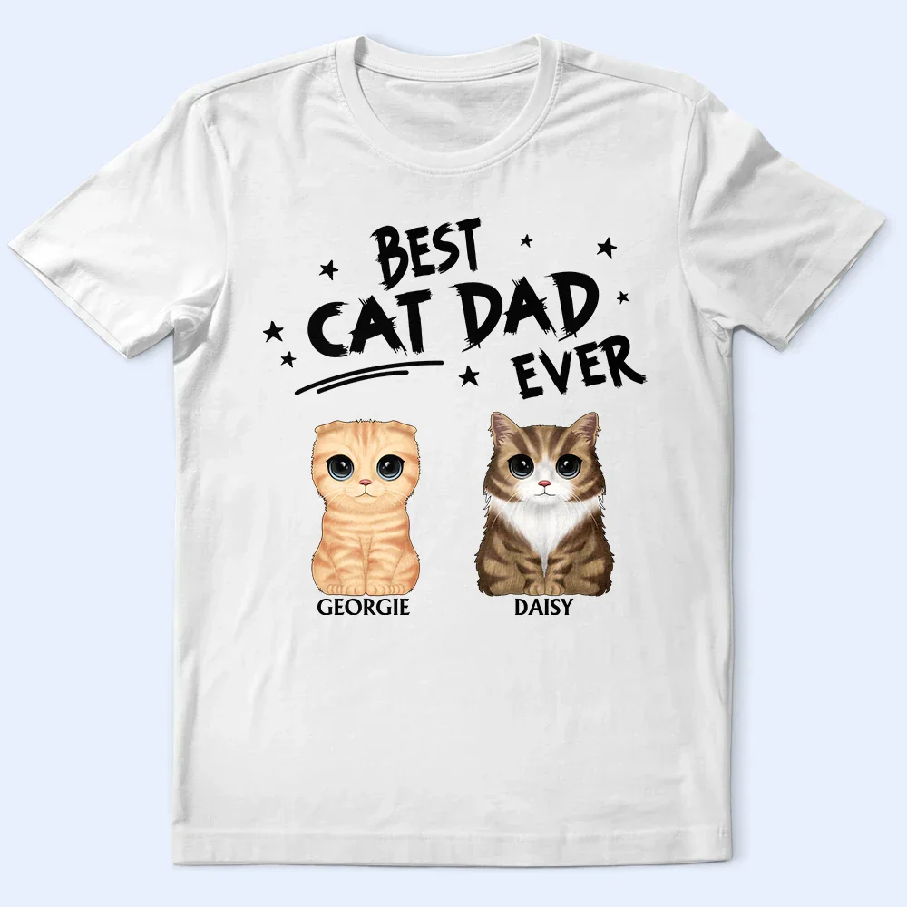 Best Dog Dad Ever Cute Cat Dog - Personalized T Shirt - Image 2