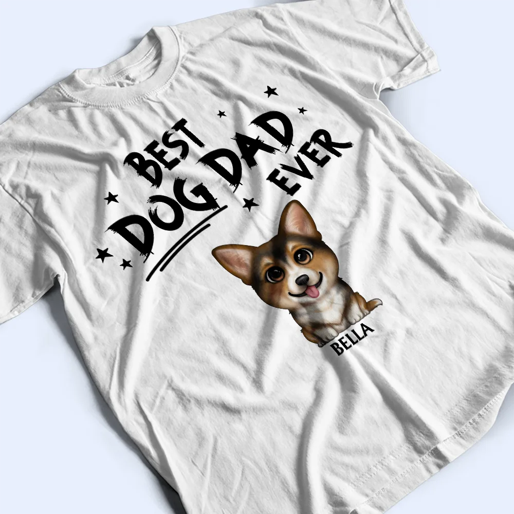 Best Dog Dad Ever Cute Cat Dog - Personalized T Shirt - Image 4