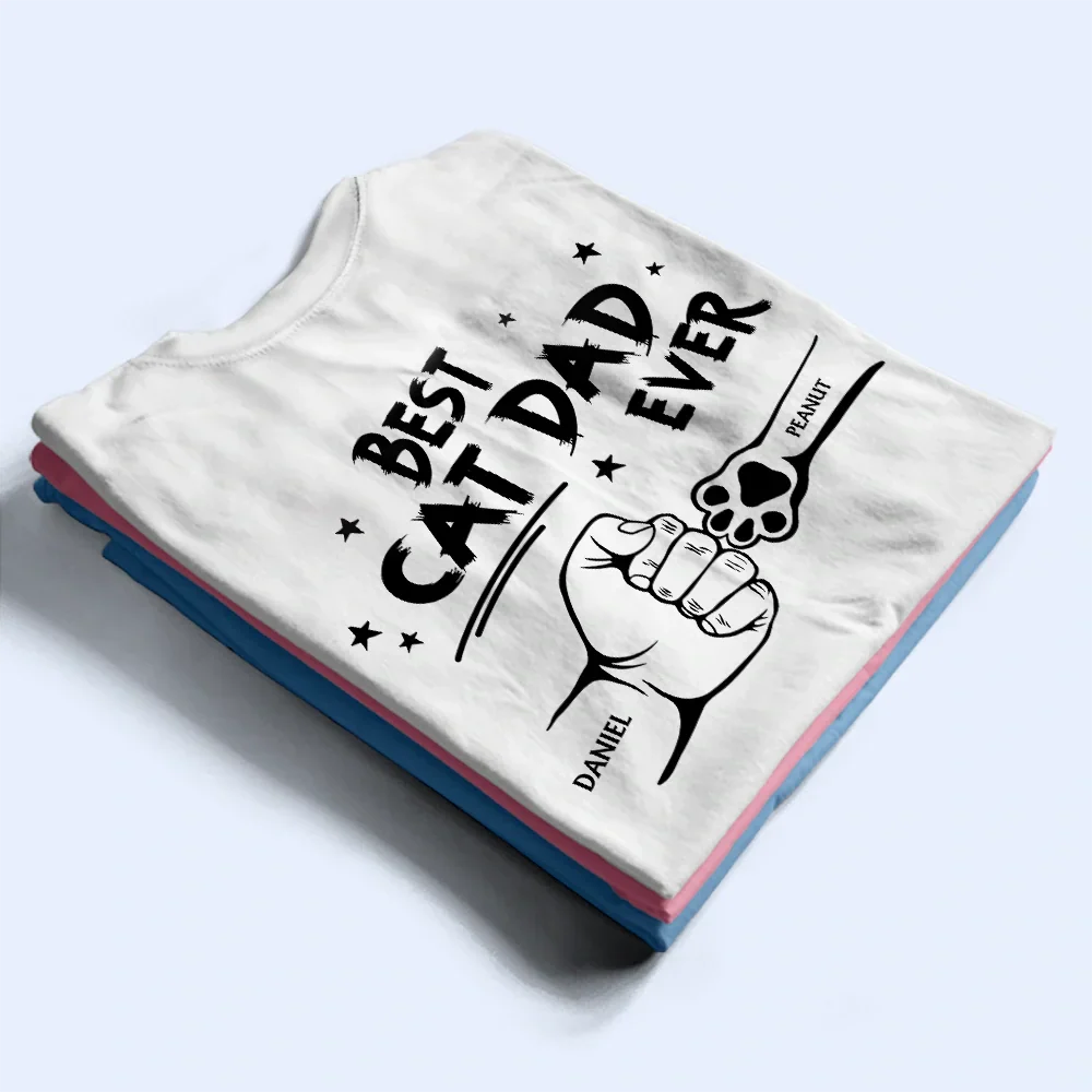Best Dog Dad Ever Hand Punch Backside - Personalized T Shirt - Image 3