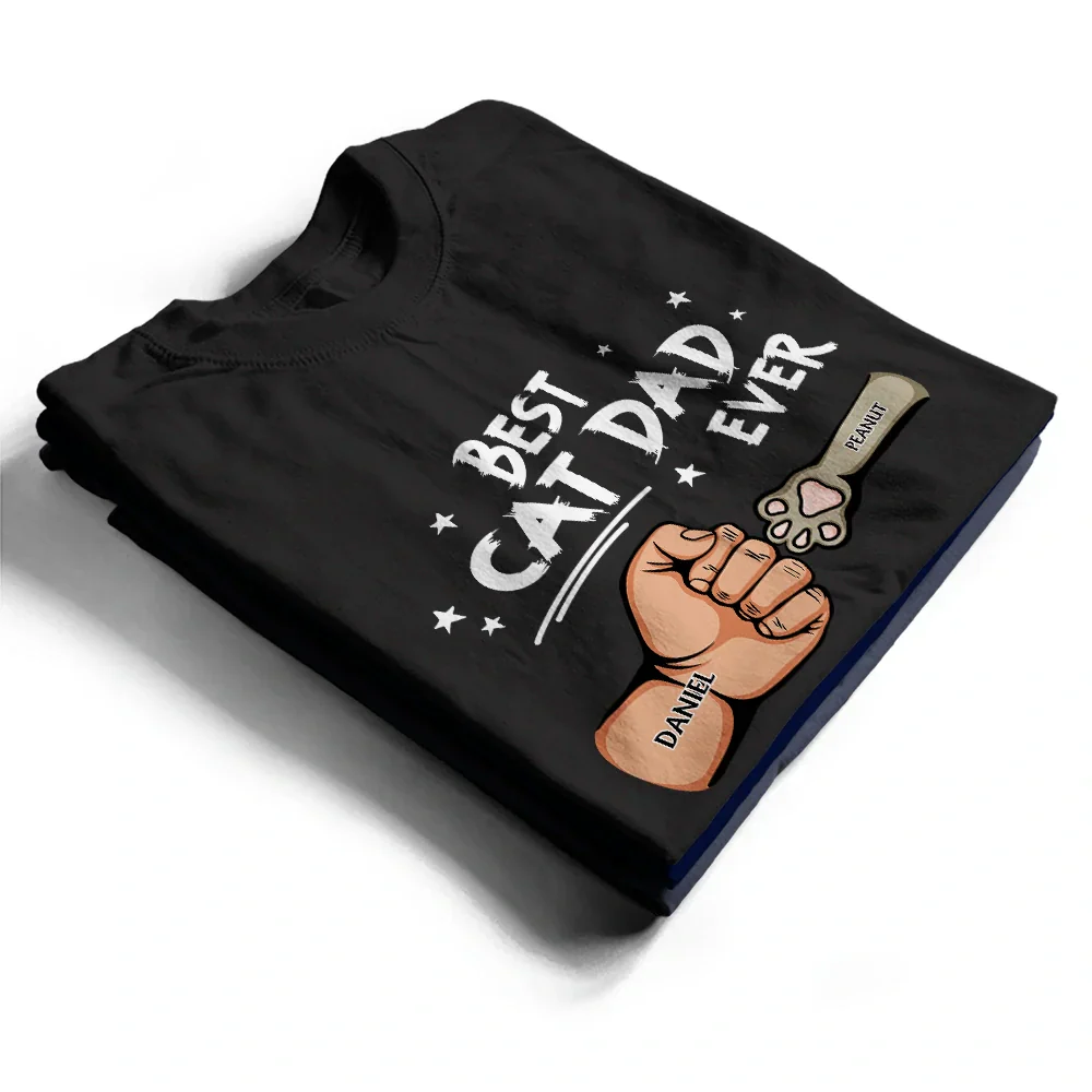 Best Dog Dad Ever Hand Punch Colorful Art - Personalized T Shirt - Image 2